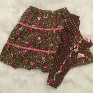 Hanna Andersson Floral Skirt and Tights